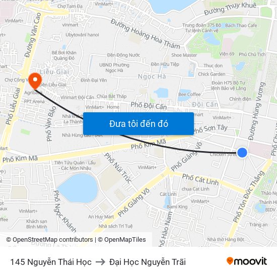 145 Nguyễn Thái Học to Đại Học Nguyễn Trãi map