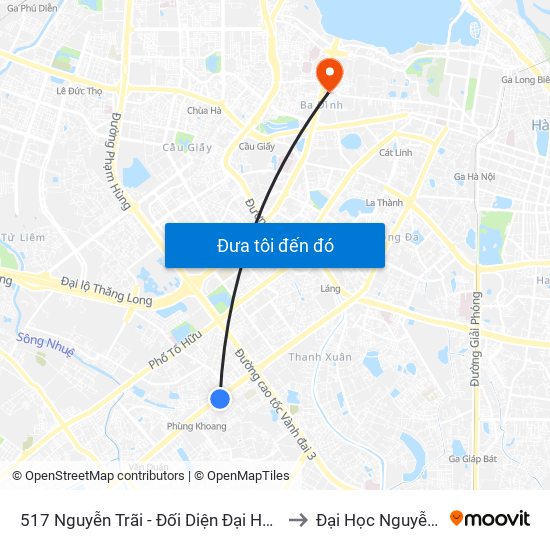 517 Nguyễn Trãi - Đối Diện Đại Học Hà Nội to Đại Học Nguyễn Trãi map