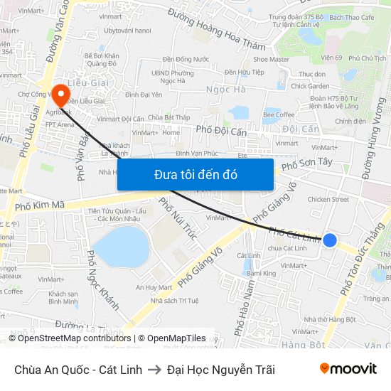 Chùa An Quốc - Cát Linh to Đại Học Nguyễn Trãi map