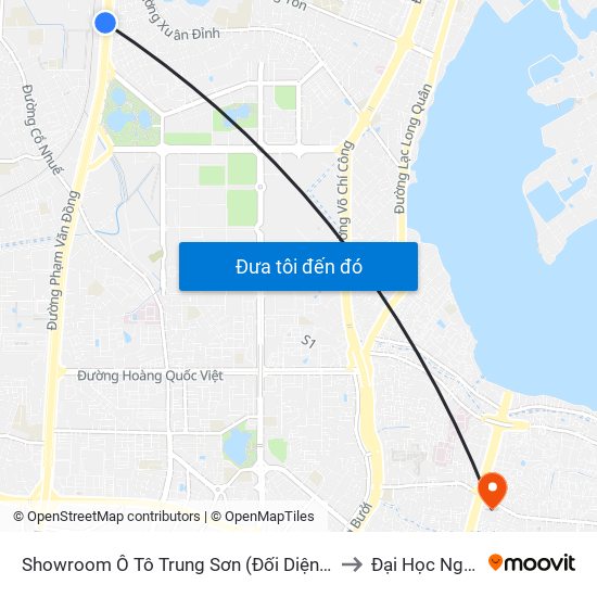 Showroom Ô Tô Trung Sơn (Đối Diện 315 Phạm Văn Đồng) to Đại Học Nguyễn Trãi map