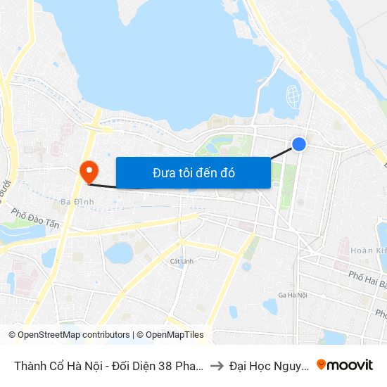 Thành Cổ Hà Nội - Đối Diện 38 Phan Đình Phùng to Đại Học Nguyễn Trãi map