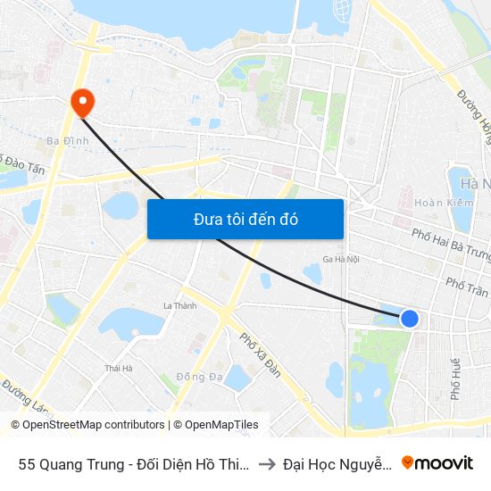 55 Quang Trung - Đối Diện Hồ Thiền Quang to Đại Học Nguyễn Trãi map