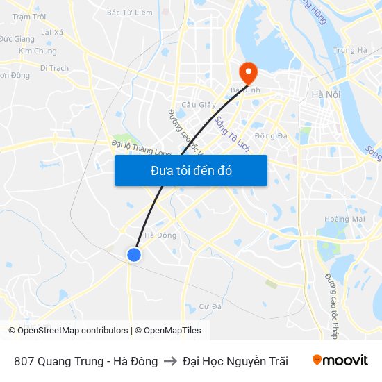 807 Quang Trung - Hà Đông to Đại Học Nguyễn Trãi map