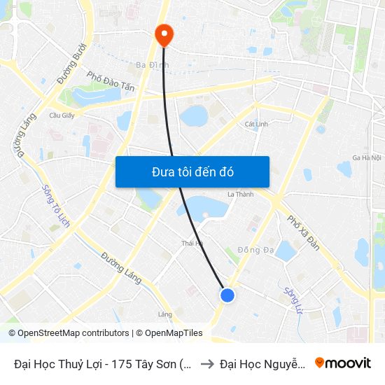 Đại Học Thuỷ Lợi - 175 Tây Sơn (Cột Sau) to Đại Học Nguyễn Trãi map