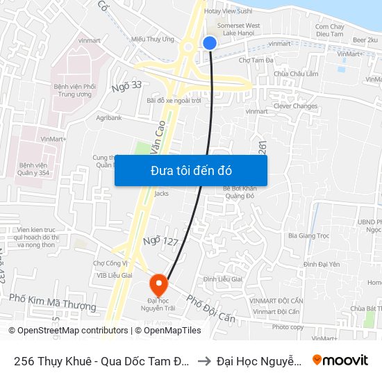 256 Thụy Khuê - Qua Dốc Tam Đa 100m to Đại Học Nguyễn Trãi map