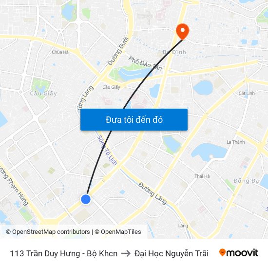 113 Trần Duy Hưng - Bộ Khcn to Đại Học Nguyễn Trãi map