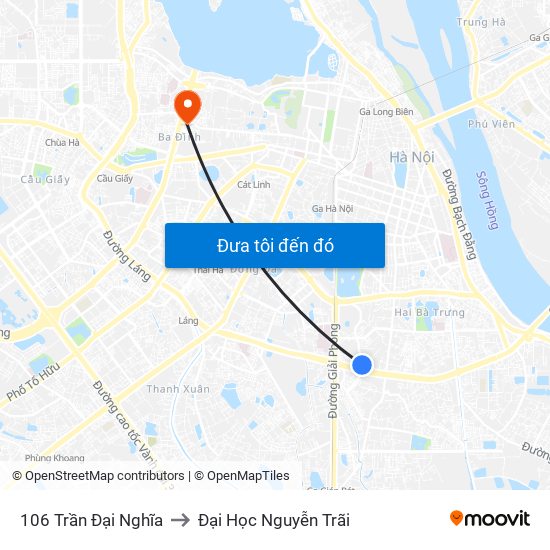 106 Trần Đại Nghĩa to Đại Học Nguyễn Trãi map