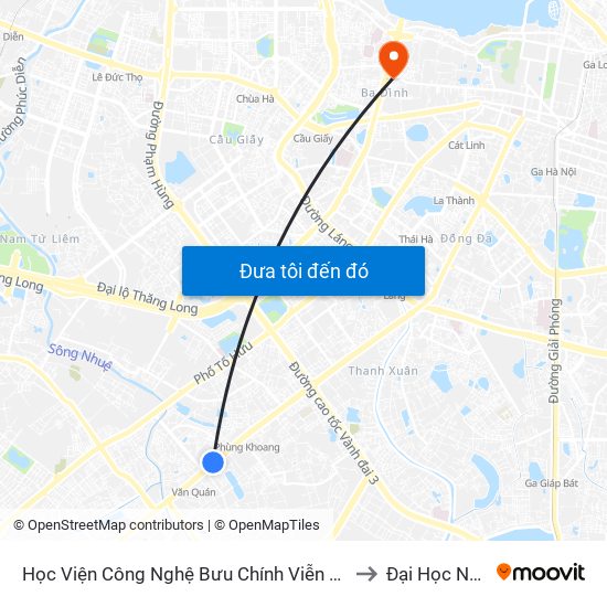 Học Viện Công Nghệ Bưu Chính Viễn Thông - Trần Phú (Hà Đông) to Đại Học Nguyễn Trãi map