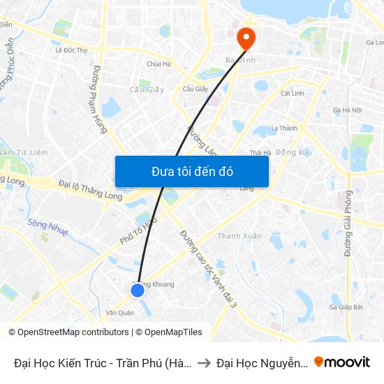 Đại Học Kiến Trúc - Trần Phú (Hà Đông) to Đại Học Nguyễn Trãi map