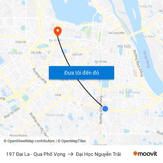 197 Đại La - Qua Phố Vọng to Đại Học Nguyễn Trãi map
