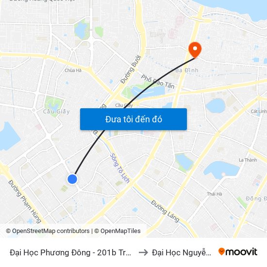Đại Học Phương Đông - 201b Trung Kinh to Đại Học Nguyễn Trãi map