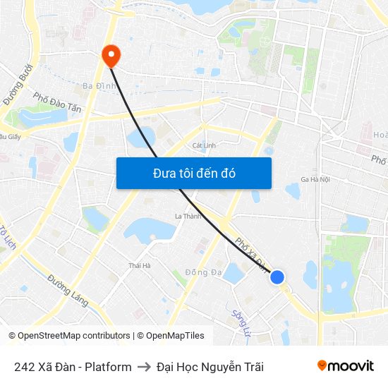 242 Xã Đàn - Platform to Đại Học Nguyễn Trãi map