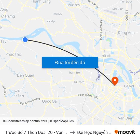 Trước Số 7 Thôn Đoài 20 - Vân Phúc to Đại Học Nguyễn Trãi map