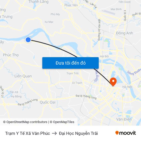 Trạm Y Tế Xã Vân Phúc to Đại Học Nguyễn Trãi map