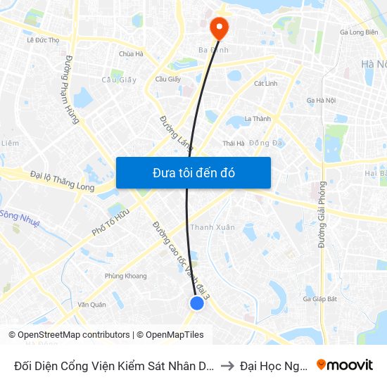 Đối Diện Cổng Viện Kiểm Sát Nhân Dân Thành Phố Hà Nội to Đại Học Nguyễn Trãi map