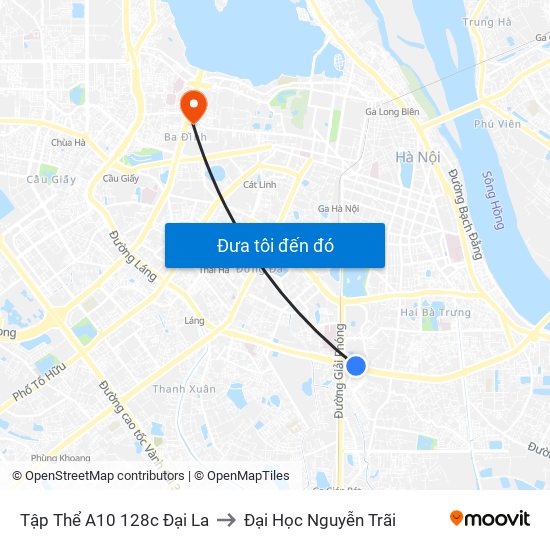 Tập Thể A10 128c Đại La to Đại Học Nguyễn Trãi map