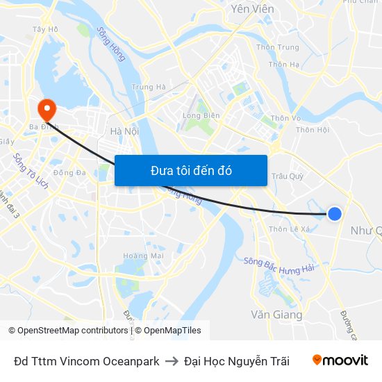 Đd Tttm Vincom Oceanpark to Đại Học Nguyễn Trãi map