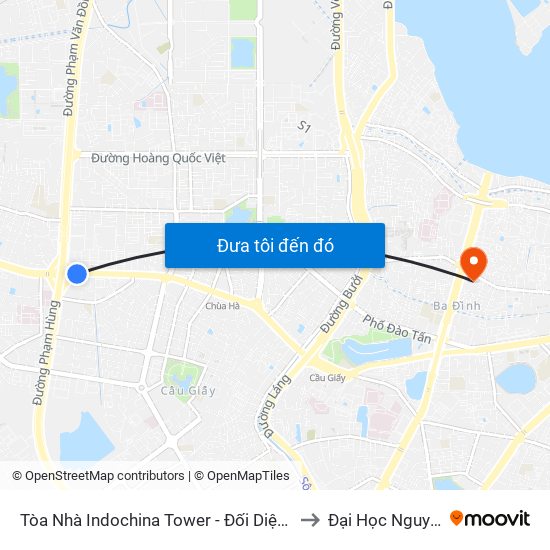 Tòa Nhà Indochina Tower - Đối Diện Đhqg Hà Nội to Đại Học Nguyễn Trãi map