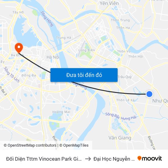 Đối Diện Tttm Vinocean Park Gia Lâm to Đại Học Nguyễn Trãi map
