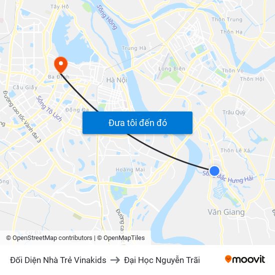 Đối Diện Nhà Trẻ Vinakids to Đại Học Nguyễn Trãi map