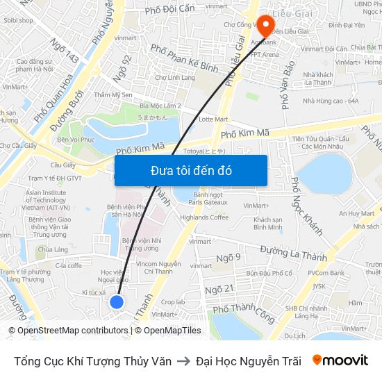 Tổng Cục Khí Tượng Thủy Văn to Đại Học Nguyễn Trãi map