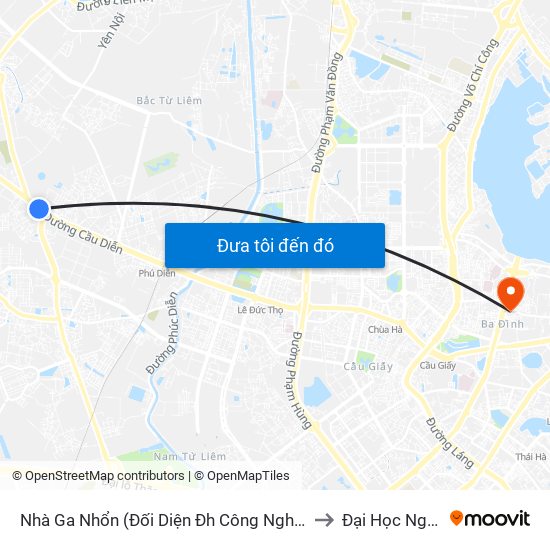 Nhà Ga Nhổn (Đối Diện Đh Công Nghiệp) - Đường Cầu Diễn to Đại Học Nguyễn Trãi map