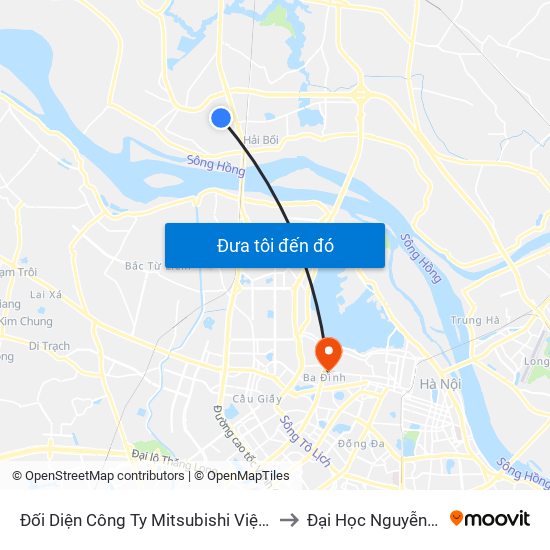 Đối Diện Công Ty Mitsubishi Việt Nam to Đại Học Nguyễn Trãi map