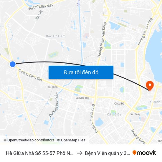 Hè Giữa Nhà Số 55-57 Phố Nhổn to Bệnh Viện quân y 354 map