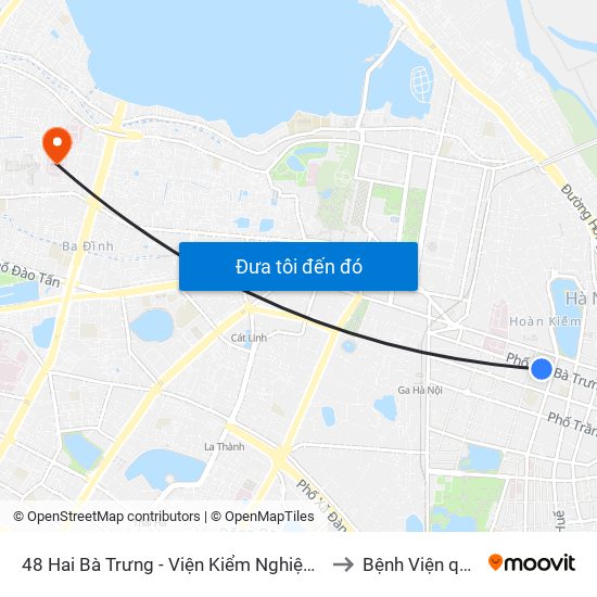 48 Hai Bà Trưng - Viện Kiểm Nghiệm Thuốc Trung Ương to Bệnh Viện quân y 354 map