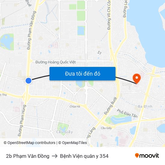 2b Phạm Văn Đồng to Bệnh Viện quân y 354 map