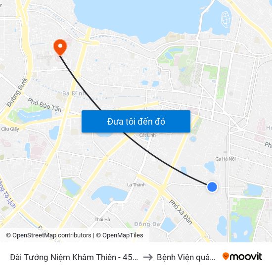 Đài Tưởng Niệm Khâm Thiên - 45 Khâm Thiên to Bệnh Viện quân y 354 map