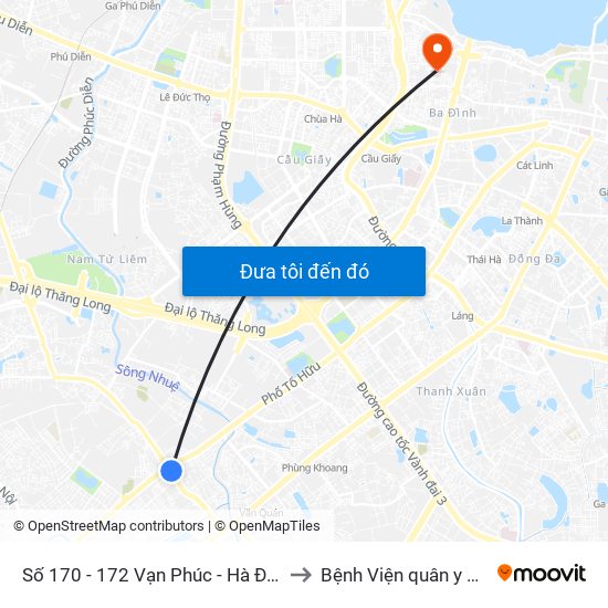 Số 170 - 172 Vạn Phúc - Hà Đông to Bệnh Viện quân y 354 map
