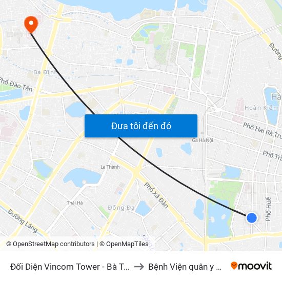 Đối Diện Vincom Tower - Bà Triệu to Bệnh Viện quân y 354 map