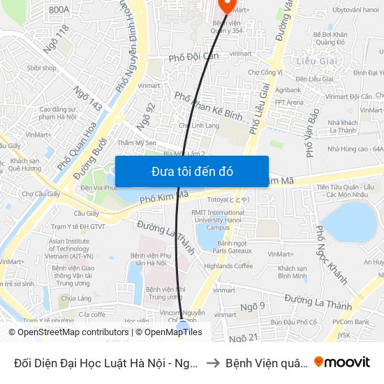 Đối Diện Đại Học Luật Hà Nội - Nguyễn Chí Thanh to Bệnh Viện quân y 354 map