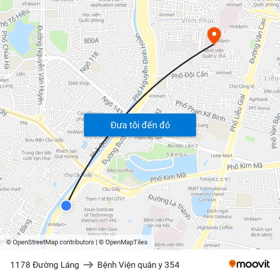 1178 Đường Láng to Bệnh Viện quân y 354 map