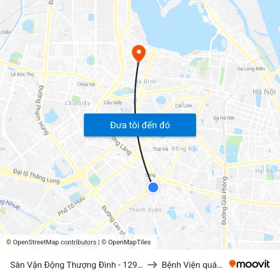 Sân Vận Động Thượng Đình - 129 Nguyễn Trãi to Bệnh Viện quân y 354 map