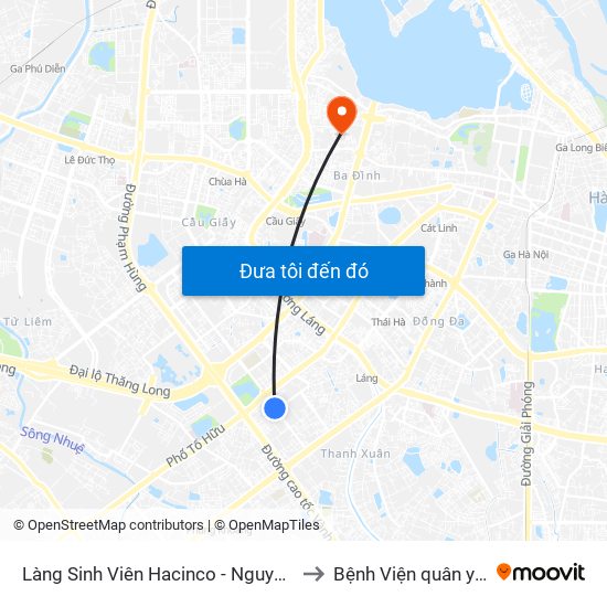 Làng Sinh Viên Hacinco - Nguyễn Tuân to Bệnh Viện quân y 354 map