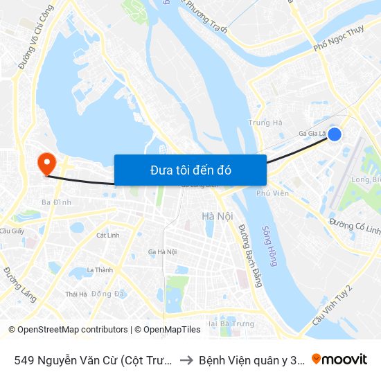 549 Nguyễn Văn Cừ (Cột Trước) to Bệnh Viện quân y 354 map