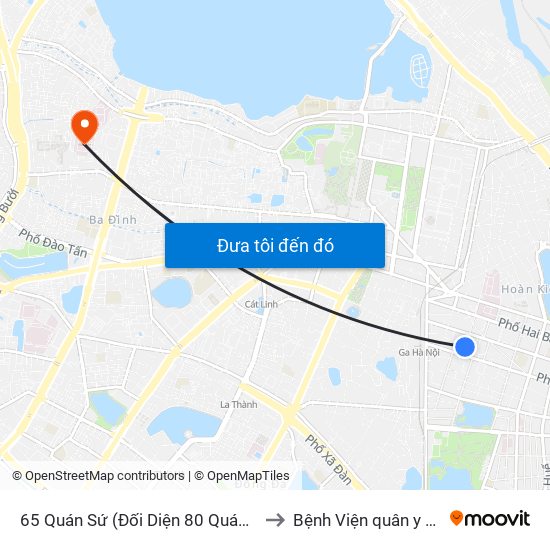 65 Quán Sứ (Đối Diện 80 Quán Sứ) to Bệnh Viện quân y 354 map