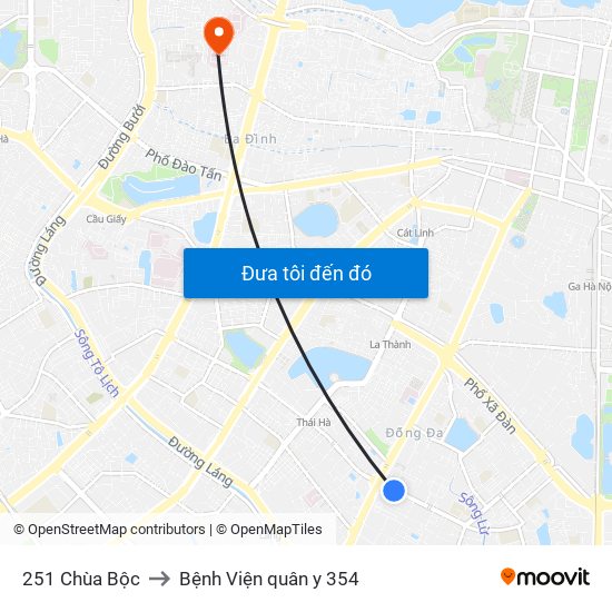 251 Chùa Bộc to Bệnh Viện quân y 354 map
