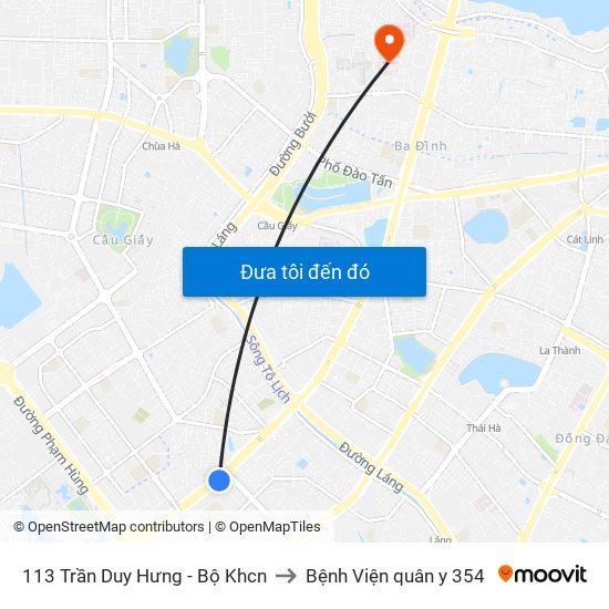 113 Trần Duy Hưng - Bộ Khcn to Bệnh Viện quân y 354 map