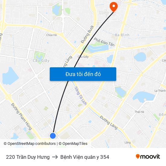 220 Trần Duy Hưng to Bệnh Viện quân y 354 map