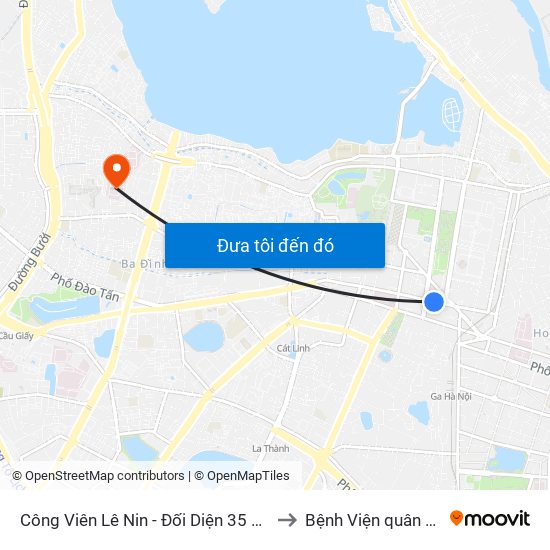 Công Viên Lê Nin - Đối Diện 35 Trần Phú to Bệnh Viện quân y 354 map