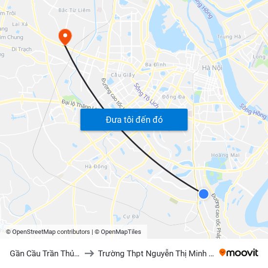 Gần Cầu Trần Thủ Độ to Trường Thpt Nguyễn Thị Minh Khai map