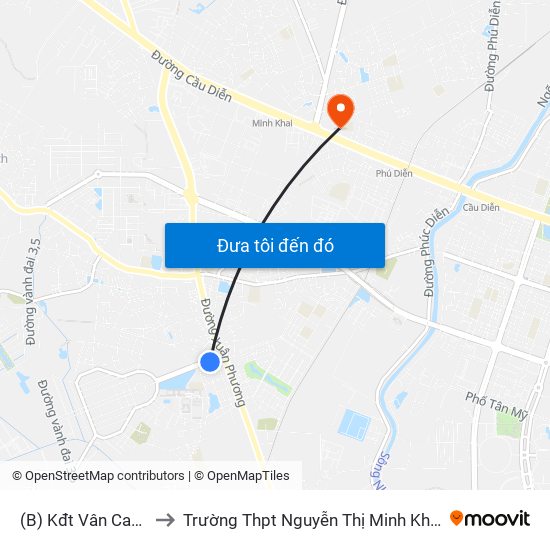 (B) Kđt Vân Canh to Trường Thpt Nguyễn Thị Minh Khai map