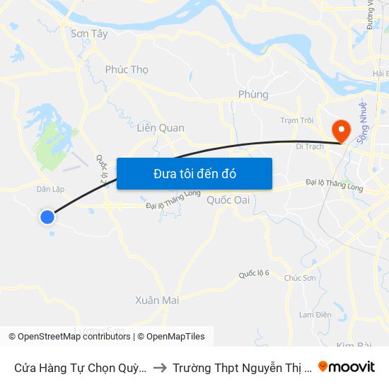 Cửa Hàng Tự Chọn Quỳnh Lương to Trường Thpt Nguyễn Thị Minh Khai map