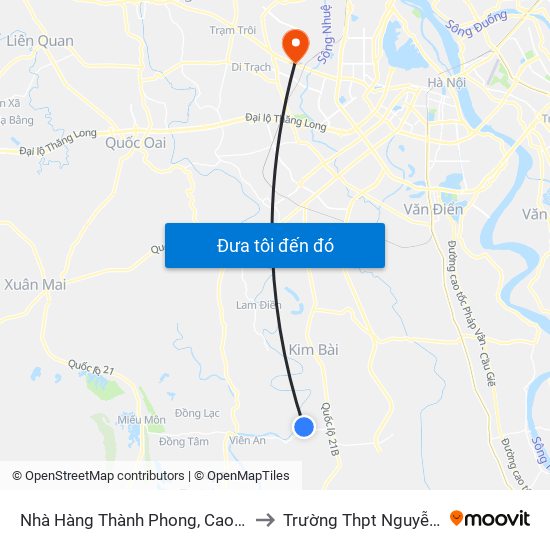 Nhà Hàng Thành Phong, Cao Dương - Tỉnh Lộ 429 to Trường Thpt Nguyễn Thị Minh Khai map