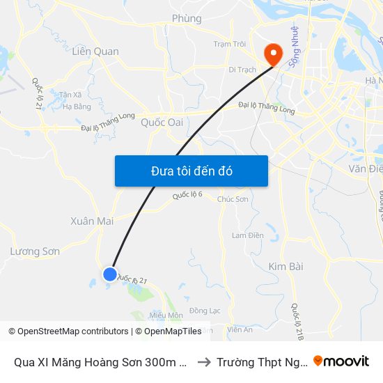 Qua XI Măng Hoàng Sơn 300m Thôn Nam Sơn - Đường Hồ Chí Minh to Trường Thpt Nguyễn Thị Minh Khai map
