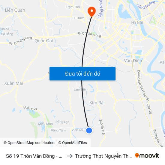 Số 19 Thôn Vân Đồng - Tỉnh Lộ 429 to Trường Thpt Nguyễn Thị Minh Khai map
