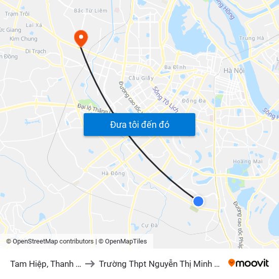 Tam Hiệp, Thanh Trì to Trường Thpt Nguyễn Thị Minh Khai map